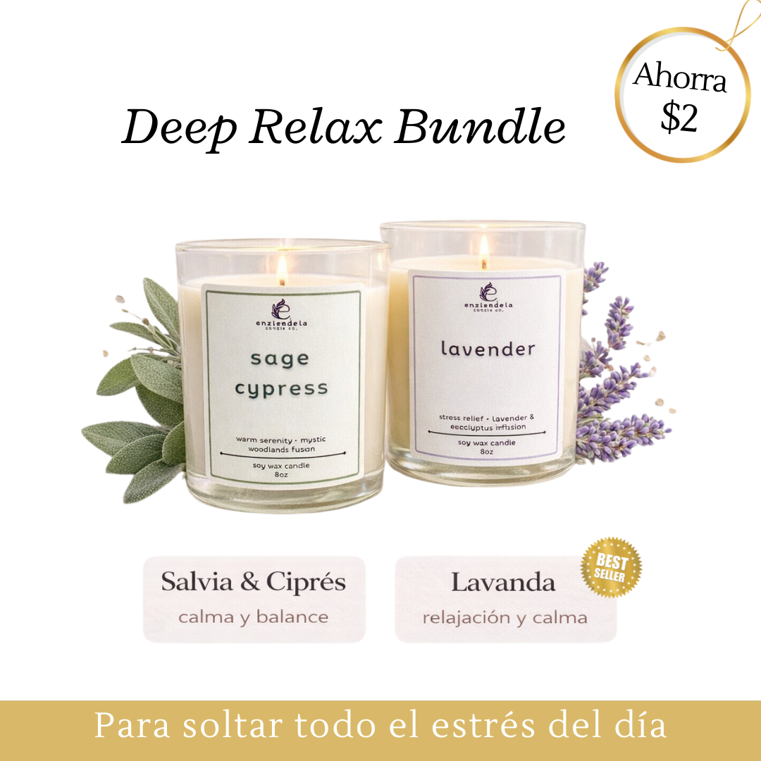 Relajación profunda sin estrés • 2 Velas • Sage Cypress + Lavender