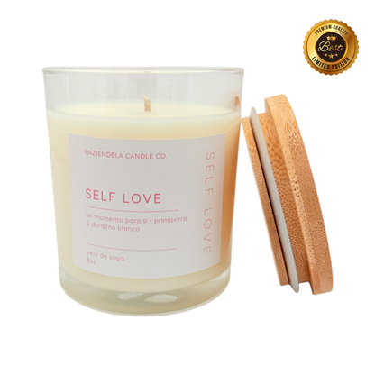 Self Love • Vela Aromática Artesanal + Tarjeta con afirmaciones • 8oz
