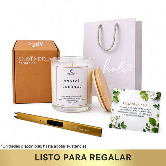 Regalo Calma para Mamá • Sándalo & Coco • Incluye Encendedor Recargable