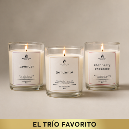 Trío Best Sellers • Edición Especial • Gardenia • Lavanda • Cranberry Prosecco • 8oz