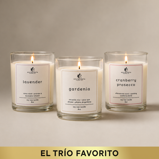 Trío Best Sellers • Edición Especial • Gardenia • Lavanda • Cranberry Prosecco • 8oz