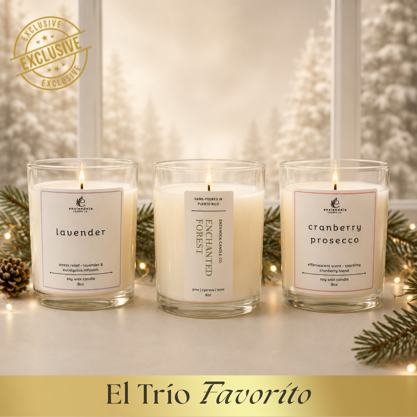 El Trío Favorito | Edición Especial • Pino • Lavanda • Cranberry Prosecco • 8oz