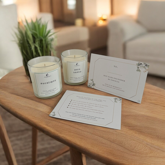 Bundle • Enciende tu Esencia • Eucalipto + Palo Santo + Tarjeta de afirmaciones