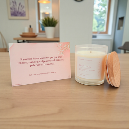 Self Love • Vela Aromática Artesanal + Tarjeta con afirmaciones • 8oz